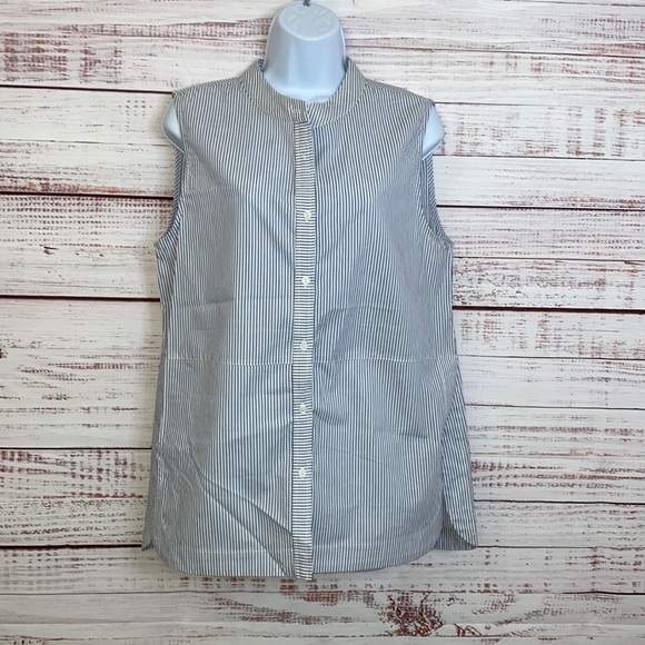 Lumiere white blue stripe Sleeveless Button up Blouse. NWT - Picture 1 of 11